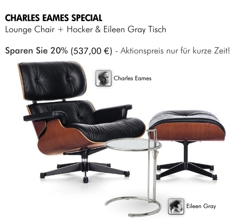 Obraz Charles Eames Lounge Chair & Ottoman + Adjustable Table by Eileen Gray - THE SPECIAL